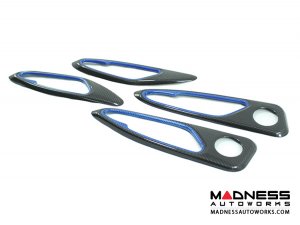 Alfa Romeo Giulia Interior Door Handle Surround Trim Set - Carbon Fiber - Blue Candy